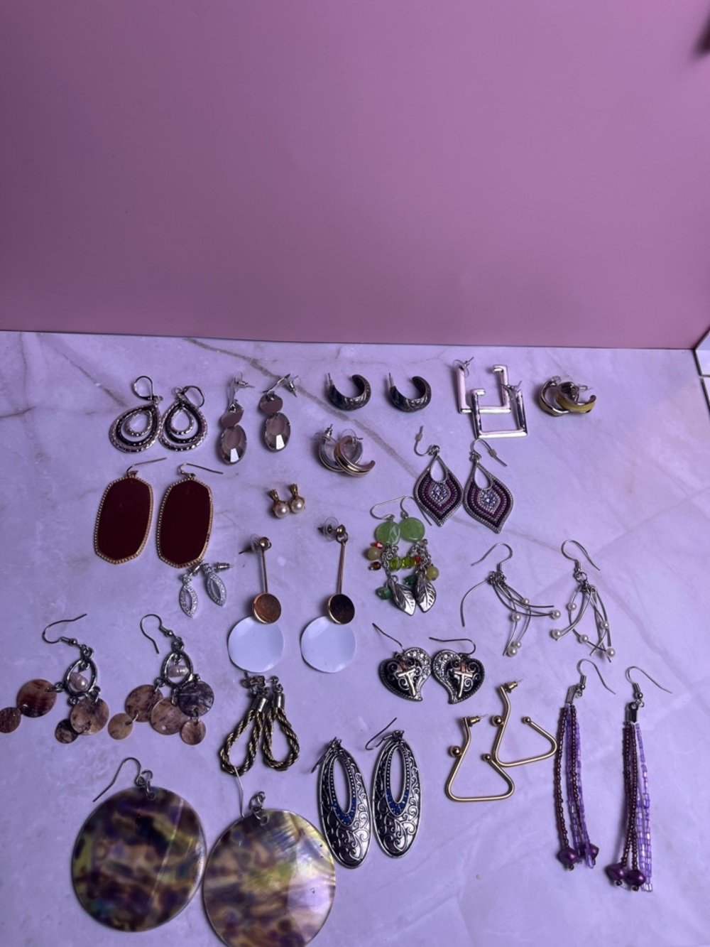 Assorted Women's Fashion Earrings - Purple, Gold, Silver, White, Green